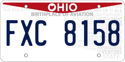 OH license plate FXC8158