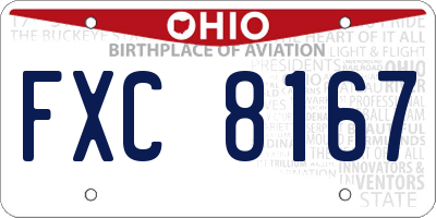 OH license plate FXC8167