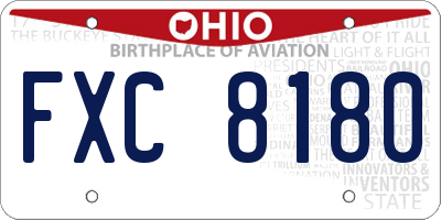 OH license plate FXC8180