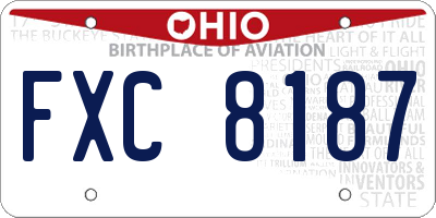 OH license plate FXC8187