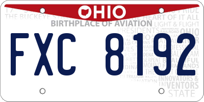 OH license plate FXC8192