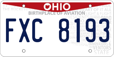 OH license plate FXC8193