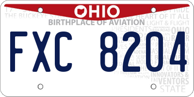 OH license plate FXC8204