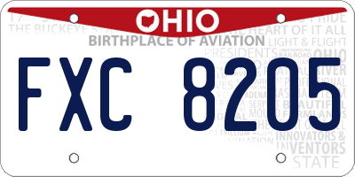OH license plate FXC8205