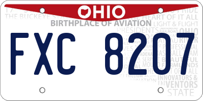 OH license plate FXC8207