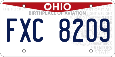OH license plate FXC8209