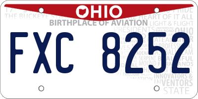 OH license plate FXC8252