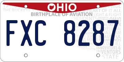 OH license plate FXC8287