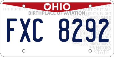 OH license plate FXC8292
