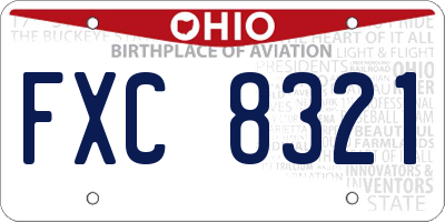 OH license plate FXC8321