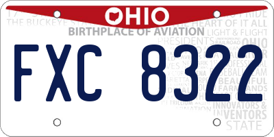 OH license plate FXC8322