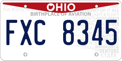 OH license plate FXC8345