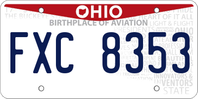 OH license plate FXC8353