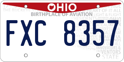 OH license plate FXC8357