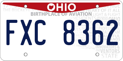 OH license plate FXC8362