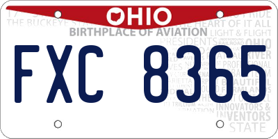 OH license plate FXC8365
