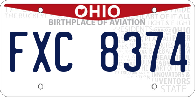 OH license plate FXC8374