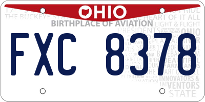 OH license plate FXC8378