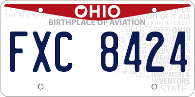 OH license plate FXC8424