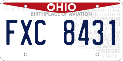 OH license plate FXC8431