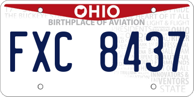 OH license plate FXC8437