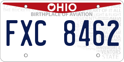 OH license plate FXC8462