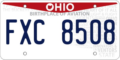 OH license plate FXC8508
