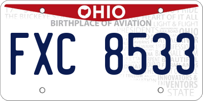 OH license plate FXC8533