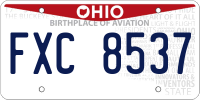 OH license plate FXC8537
