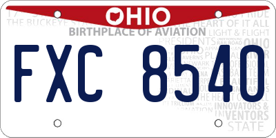 OH license plate FXC8540