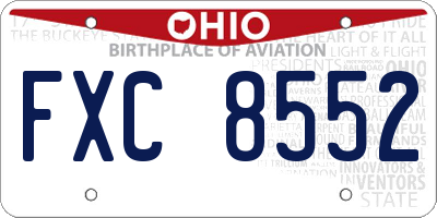 OH license plate FXC8552