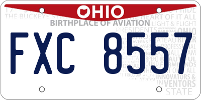 OH license plate FXC8557
