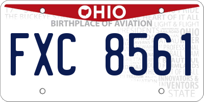 OH license plate FXC8561
