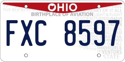 OH license plate FXC8597