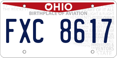 OH license plate FXC8617