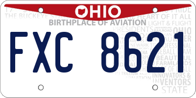 OH license plate FXC8621