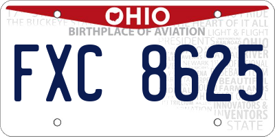 OH license plate FXC8625