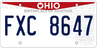 OH license plate FXC8647