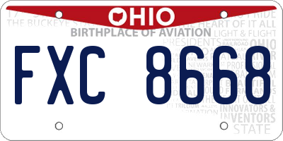 OH license plate FXC8668