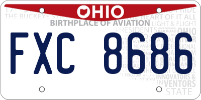 OH license plate FXC8686