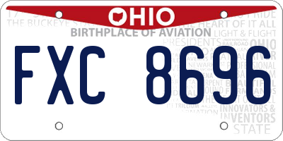 OH license plate FXC8696