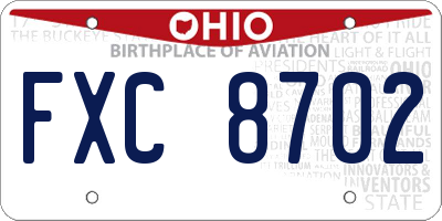 OH license plate FXC8702