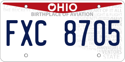 OH license plate FXC8705