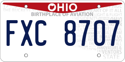 OH license plate FXC8707