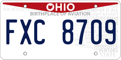 OH license plate FXC8709