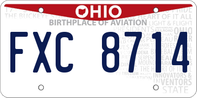 OH license plate FXC8714