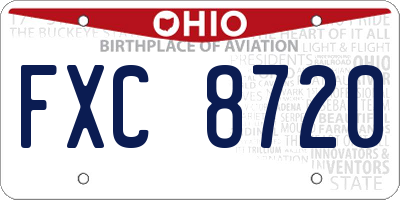 OH license plate FXC8720