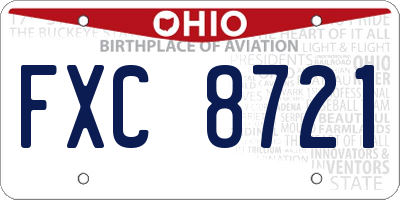 OH license plate FXC8721