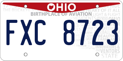 OH license plate FXC8723