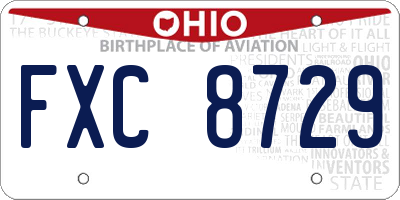 OH license plate FXC8729
